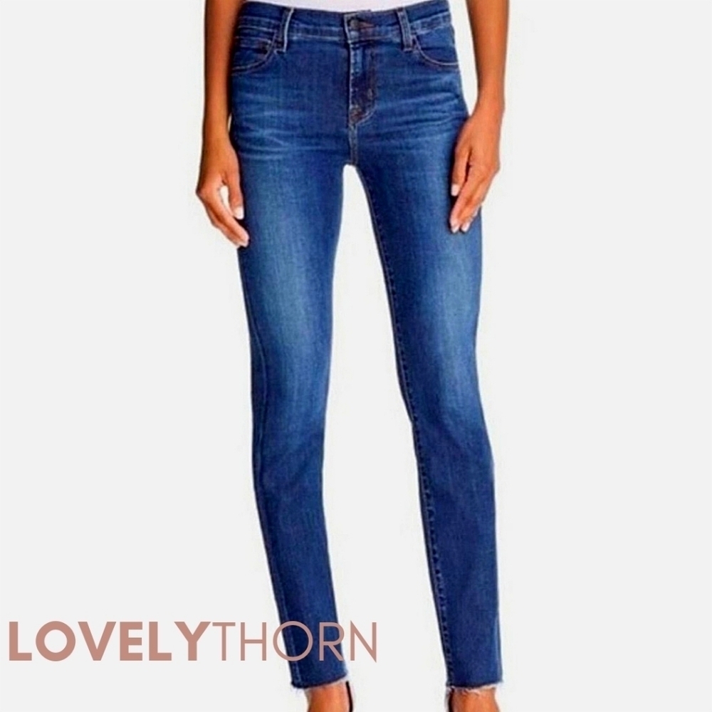 J BRAND // skinny raw hem dark wash ink stretch denim jeans